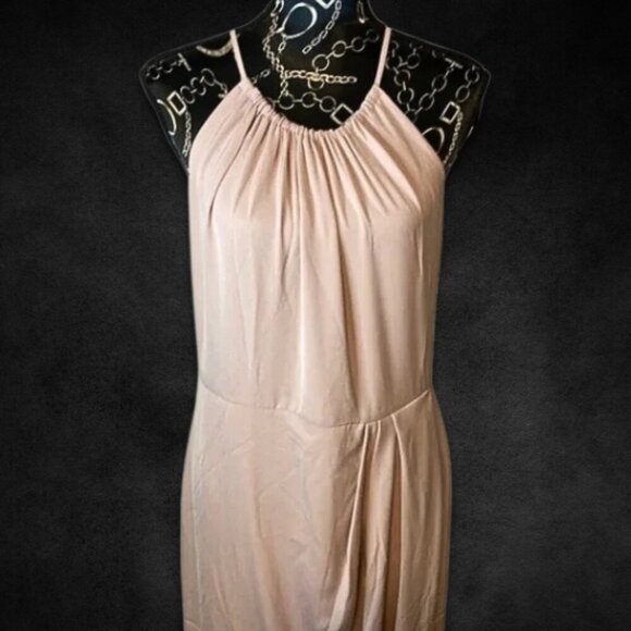 Halter Neck‎ Sleeveless Tulip Hem Blush Pink Midi Dress Party Cocktail - Picture 3 of 11